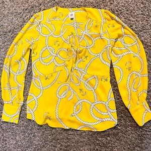 CAbi Yellow Rope Print Blouse